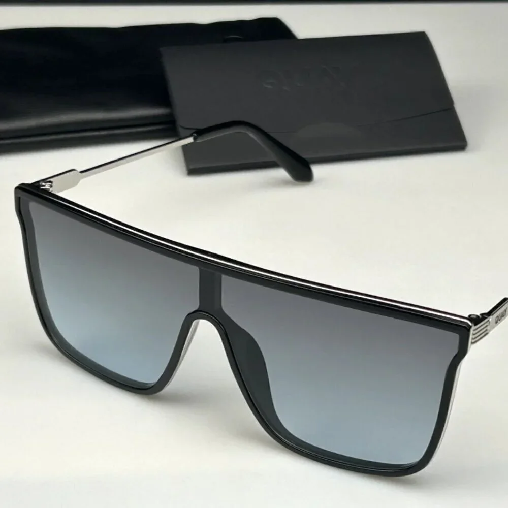 New Quay Nightfall Remixed Black Silver Frame/Grey Turquoise Lens Sunglasses